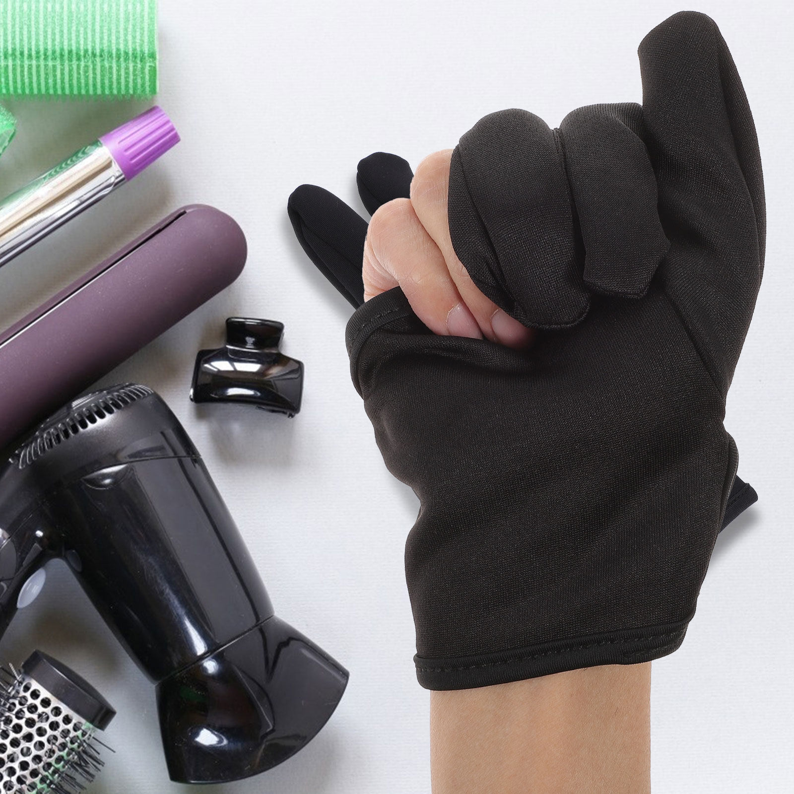 Heat Resistant Glove - 3 Finger Hairdressing Glove Black Heat