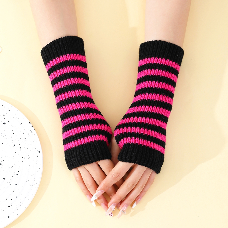 Short Striped Fingerless Glove - Fingerless Glove Knit 评论和价格