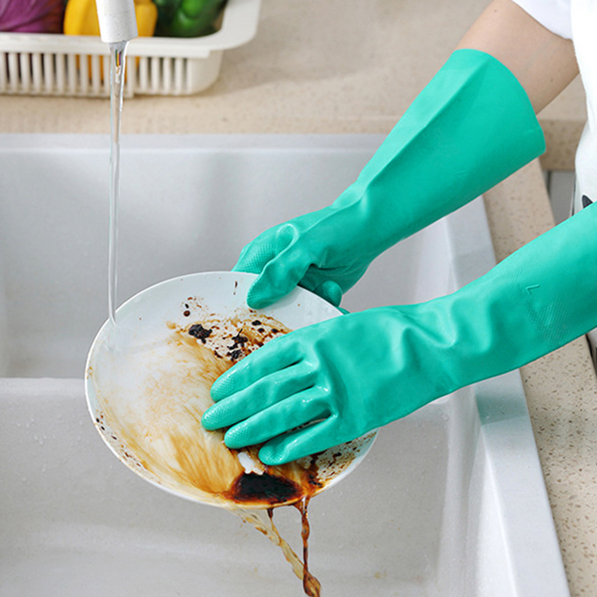 1Pairs Waterproof Dishwashing  - Dish Glove Rubber 评论和价格